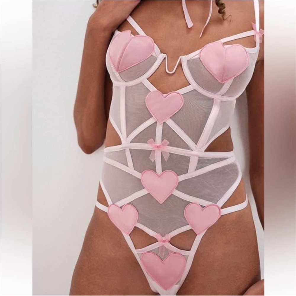 Pink Heart For Love and Lemons Body Suit size L